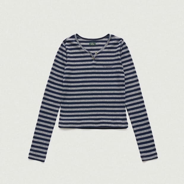 더바넷 스트라이프 헨리 티셔츠 단가라 티