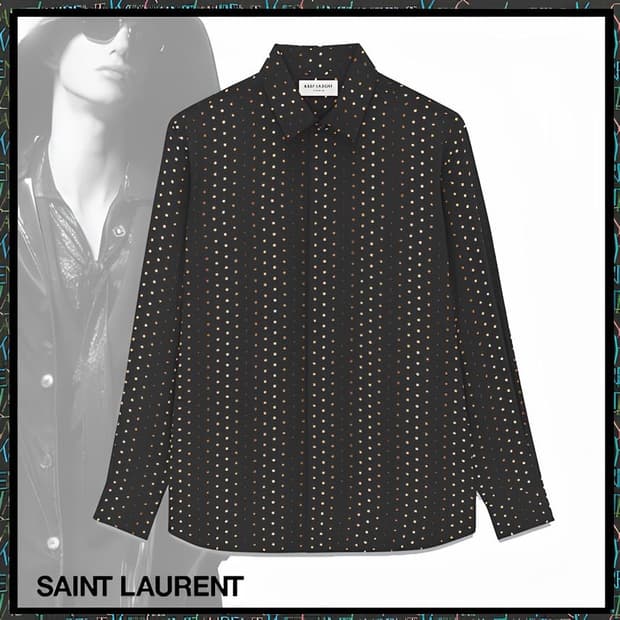 [강동원님 착용] 생로랑 23ss 폴카닷 이브카라 셔츠