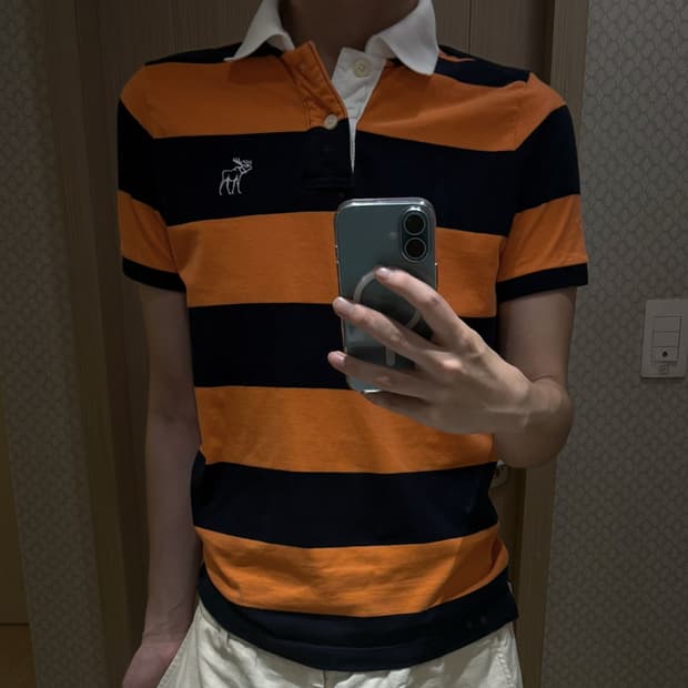 [M] 아베크롬비 앤 피치 머슬핏 블록 스트라이프 카라티 폴로셔츠