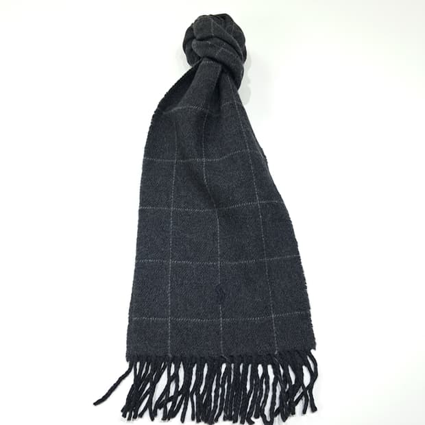 MX465 폴로 이태리판 버진울 윈도우페인 차콜 머플러 목도리