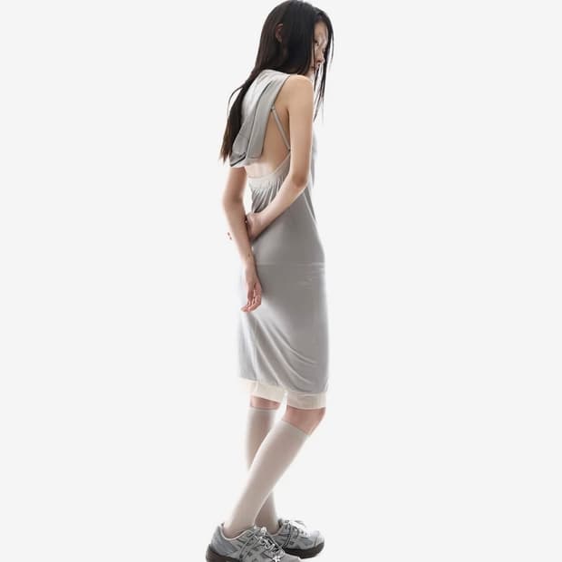 오호스 Flatseam Halter Midi Dress / Grey