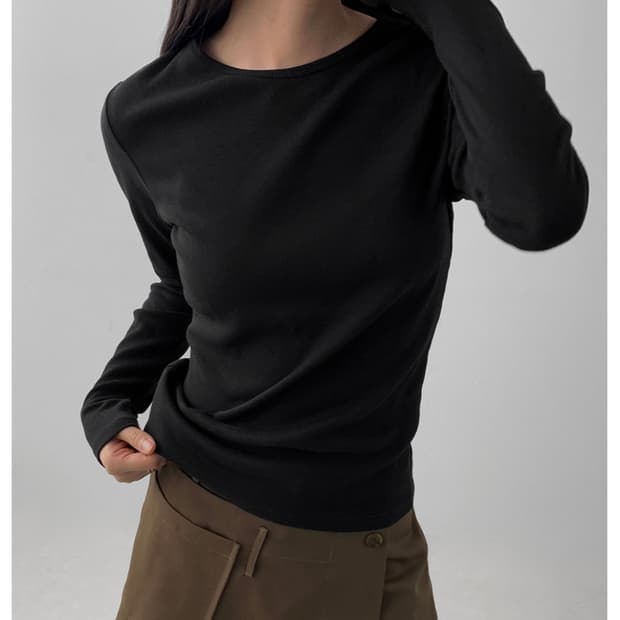 매니크 골지 티셔츠 네이비