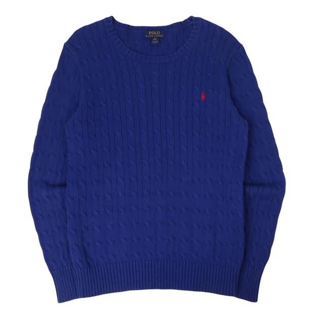 폴로 랄프로렌 블루 코튼 케이블 니트