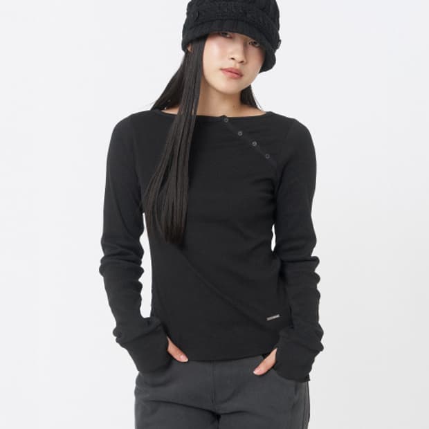 [1] 미세키 서울 슬래시 버튼 롱슬리브 블랙