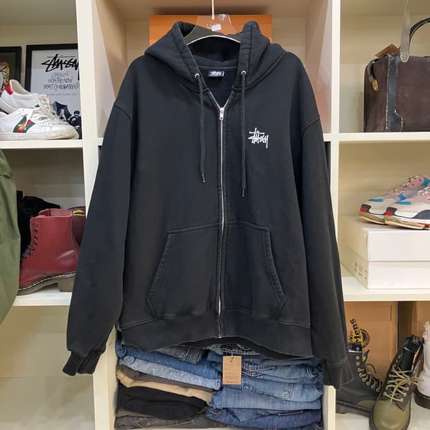 스투시 블랙 후드집업 XL