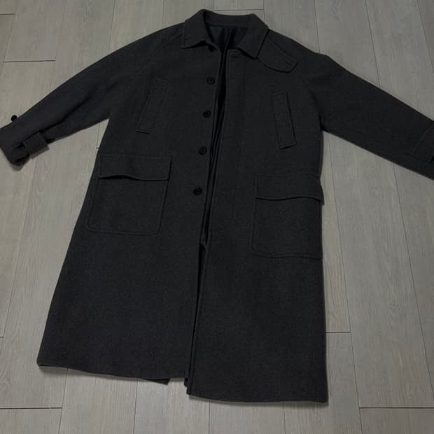 울 블렌드 오버사이즈 머프 발마칸 코트