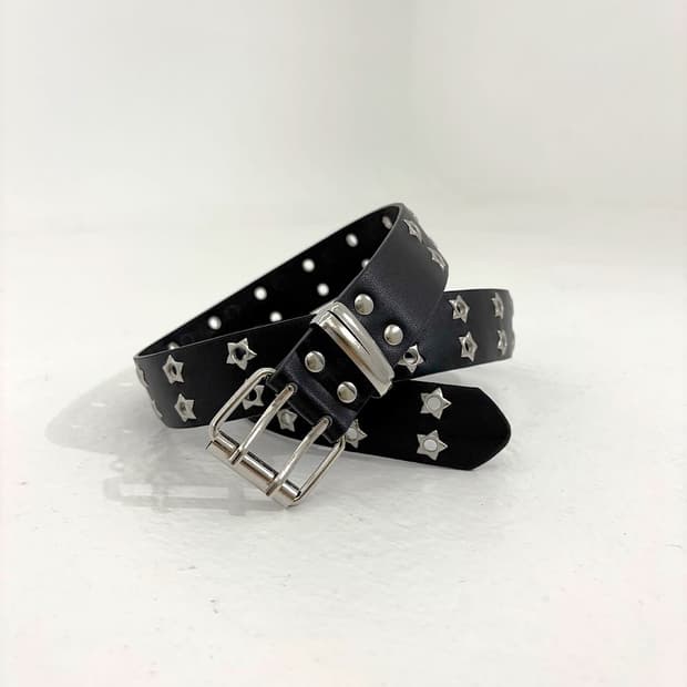 Y2K 스타 별 아일렛 벨트 (black) 