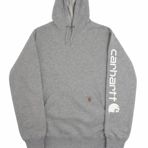 칼하트 슬리브 로고 후드 그레이 M