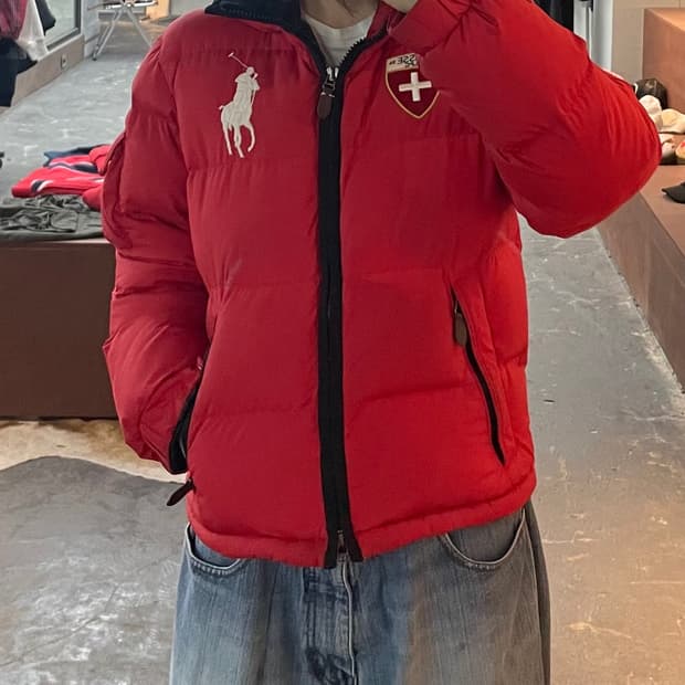 폴로 랄프로렌 빅포니 스위스 레드 푸퍼 패딩 H2342