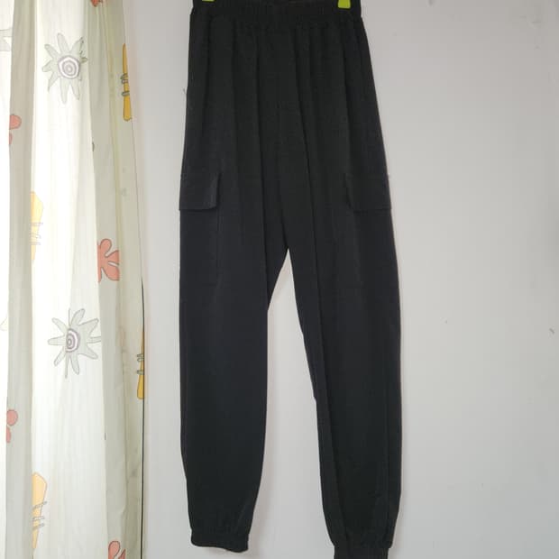 검정색 카고 조거 트레이닝 바지 F