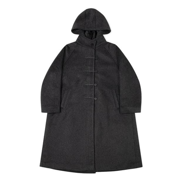 미세키서울 코트 차콜 Hoodie long duffle coat