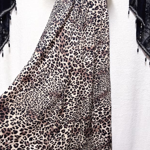 레오파드 호피 애니멀패턴 맥시롱스커트 갸루 펑크 오리엔탈 너드 그런지