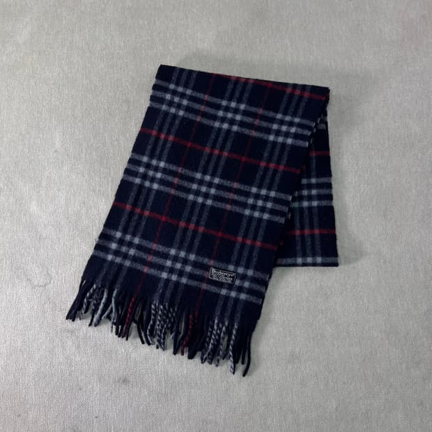 버버리 노바체크 램스울 네이비 머플러 