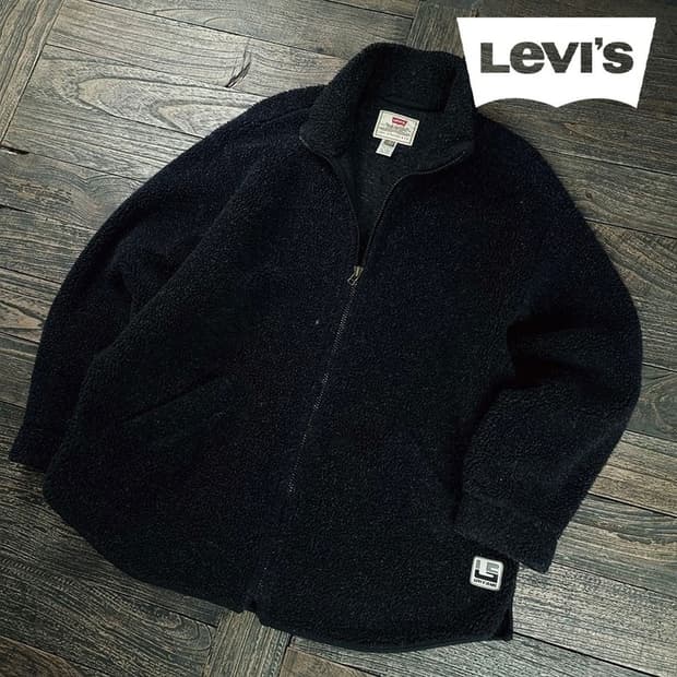 [리바이스] 오버사이즈 쉐르파 플리스 집업 자켓 챠콜 M19599