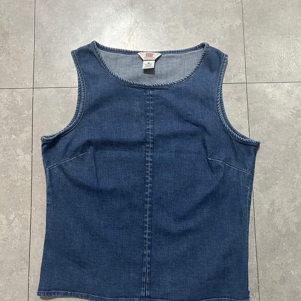 90s  리바이스 여성용 빈티지 인디고 데님 슬리브리스 55size  