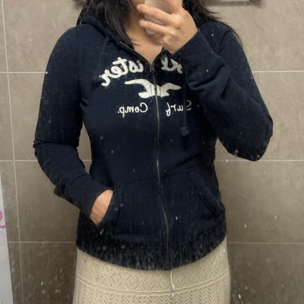 홀리스터 네이비 딱붙 후드집업 M