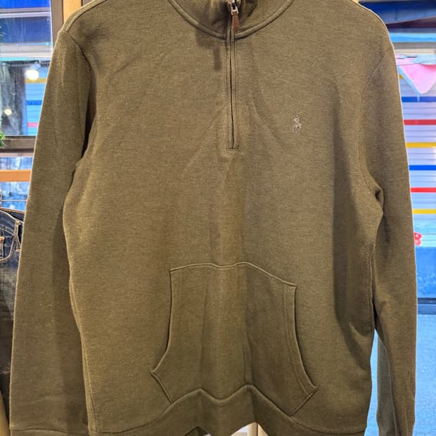 폴로 랄프로렌 그레이포니 카키 반집업 니트