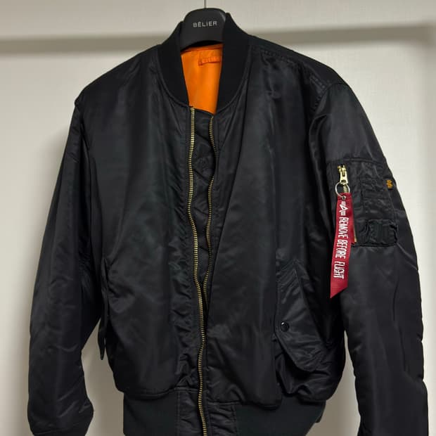 알파인더스트리 ma-1 플라이트 자켓 블랙 L 