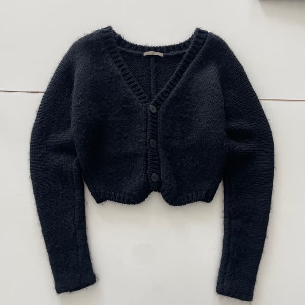 요지야마모토 블랙 크롭 가디건