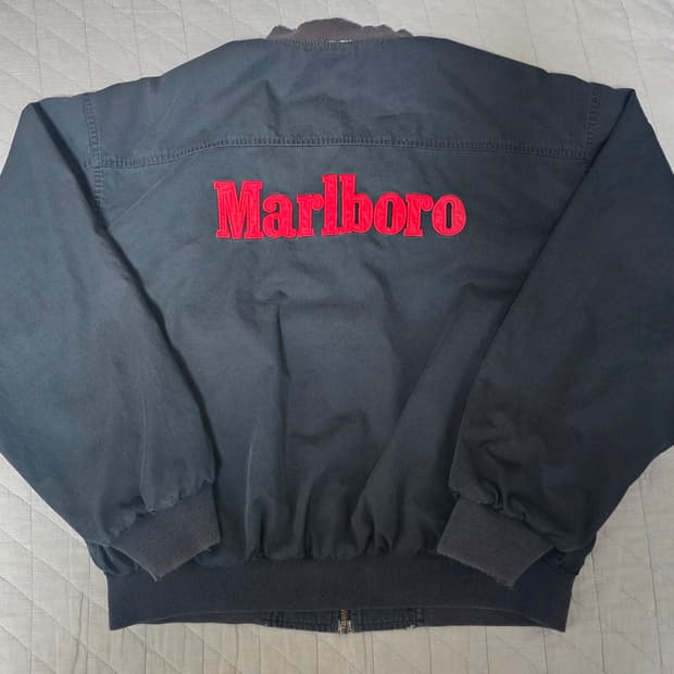 [L] 90s 빈티지 말보로 리버시블 봄버 자켓 블랙/레드 썬페이드