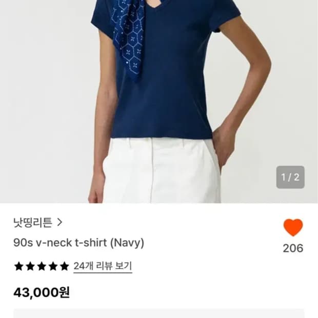 낫띵리튼 빈티지 티셔츠 네이비