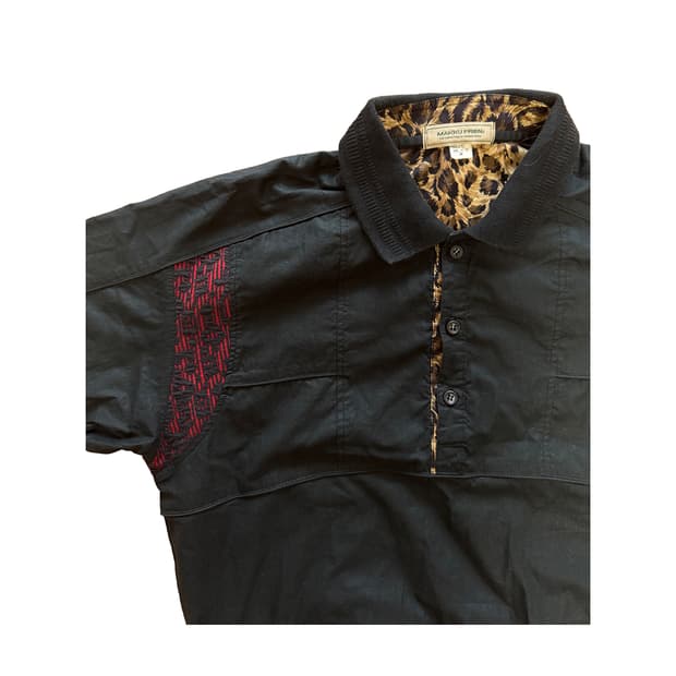 vintage mix fabric half sleeve (M