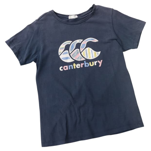Canterbury 캔터베리 빈티지 파스텔 스트라이프 로고 티셔츠 (M)