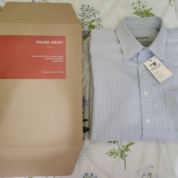 프로드셔츠 옥스포드셔츠 블루 스트라이프 48