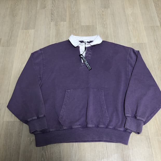(L) 새상품 파르티멘토 2year 워시 럭비 스웨트 셔츠 퍼플