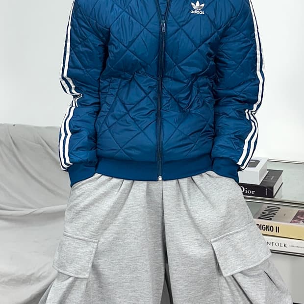 아디다스 슈퍼스타 퀄팅 경량 패딩 S