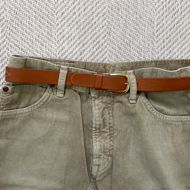 빈티지 웨스턴 자수 골드버클 브라운 벨트 