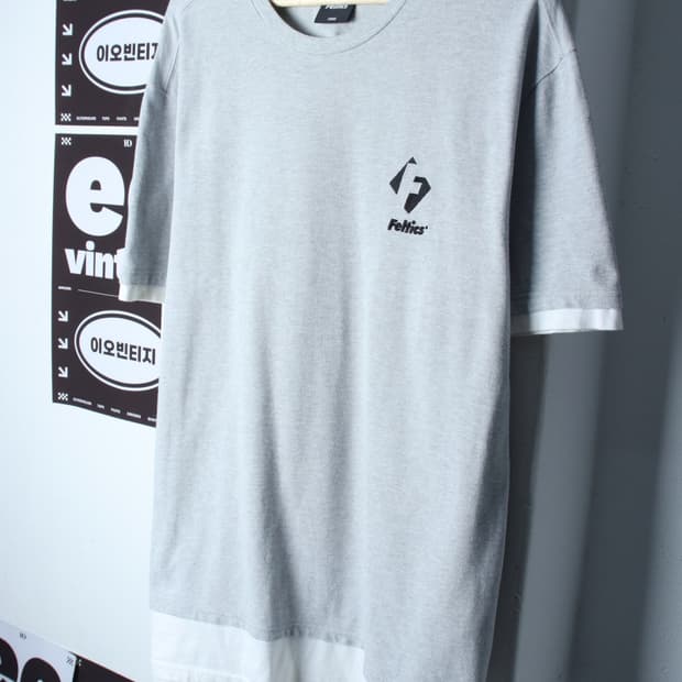 (L-XL) 펠틱스 반팔 티셔츠 오버핏 레이어드 그레이-H35114