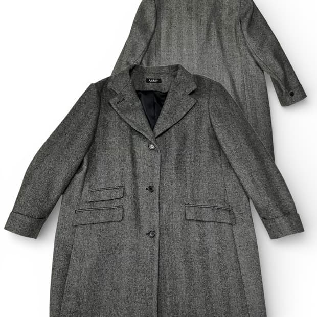 로렌 랄프로렌 차콜 해링본 울 코트 자켓 L