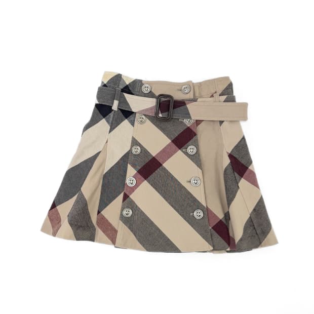 버버리 키즈 체크 플리츠 스커트