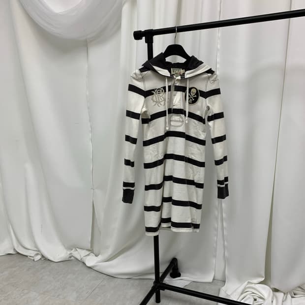 스프라이트 해골 펑크 후드 원피스