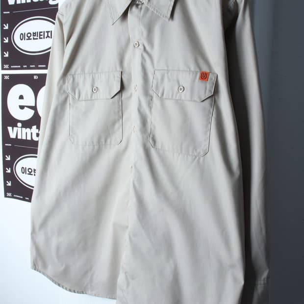 (L-XL) 유니버셜오버롤 셔츠 남방 투포켓 무지 폴리-H35249