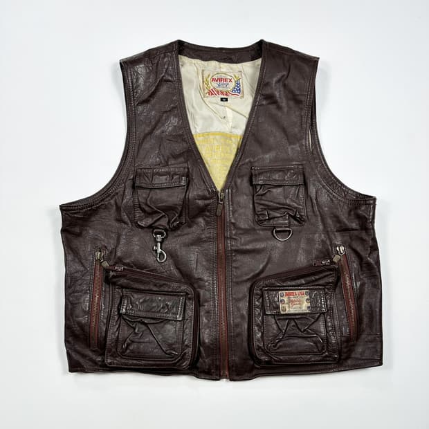 (안감오염) 아비렉스 빈티지 웨스턴 레더 베스트 M