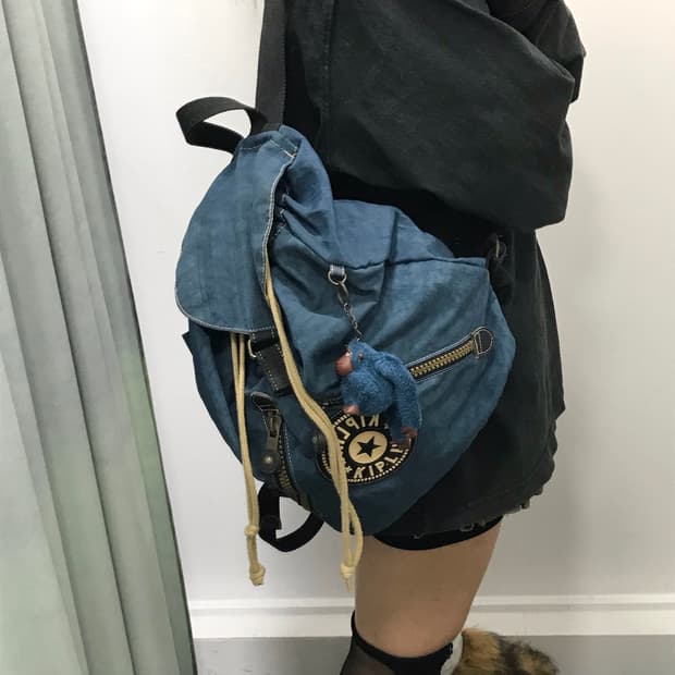 키플링 블루 스트링백팩