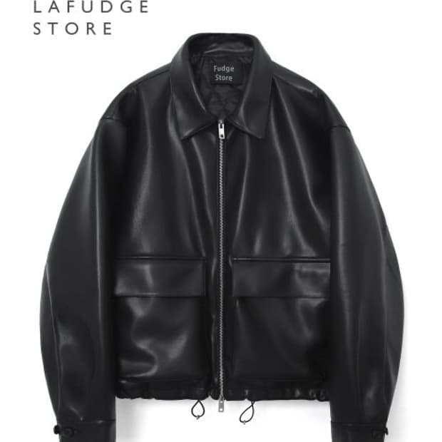 라퍼지스토어 레더 포켓 블루종 블랙 S