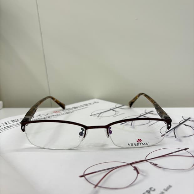 Venetian 브라운 반무테 빈티지안경