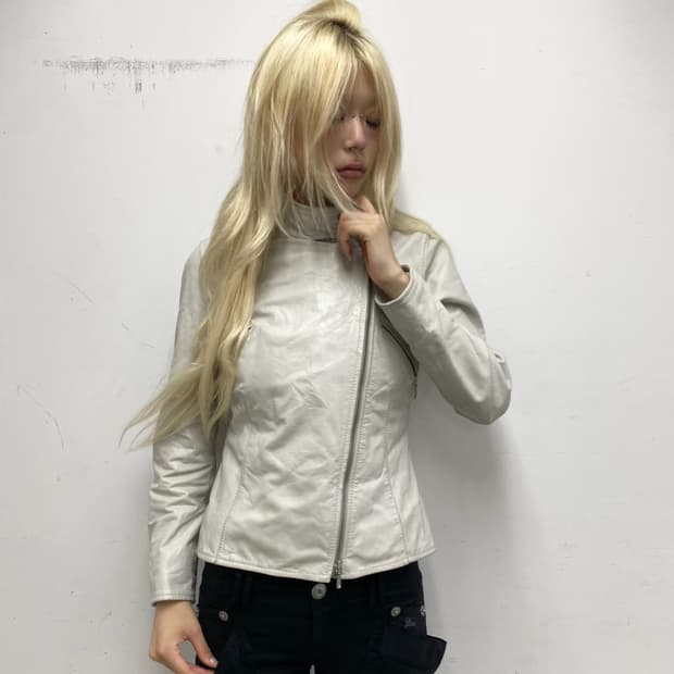 (STEFANEL)00’s Real Leather Side Zip Det