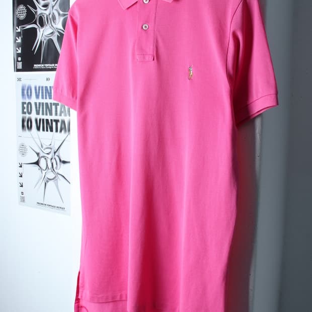 (L-XL) 폴로 랄프로렌 반팔 카라 티셔츠 핑크 무지-H30672