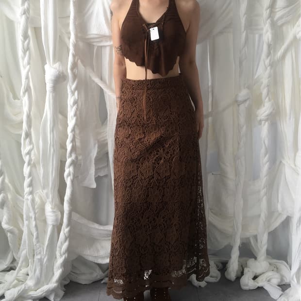 Fake suede holter neck swim wear