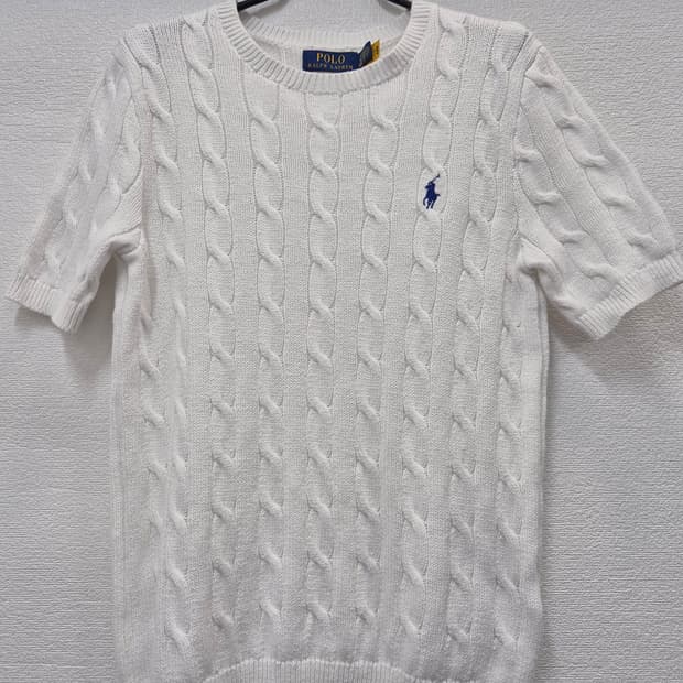 폴로 케이블 반팔 니트 화이트 / 95 (정품)