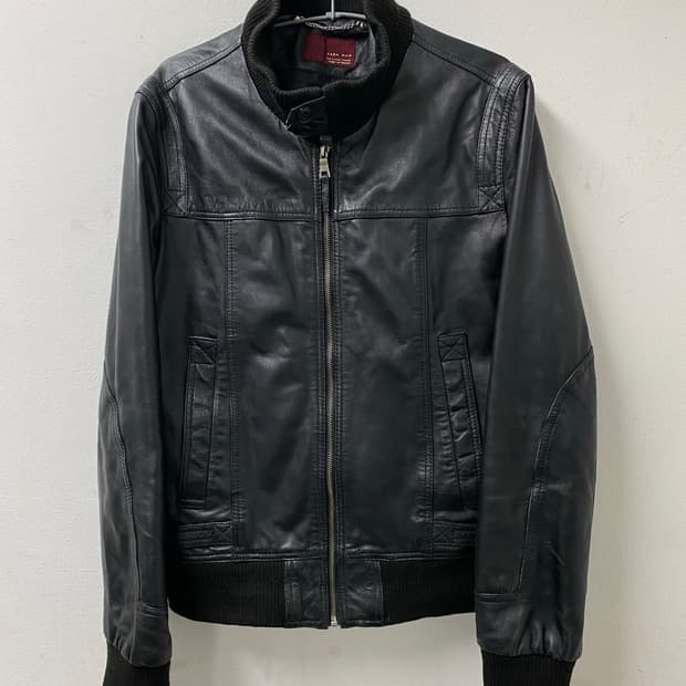 [Zara]Minimal Black Shell Leather Jacket