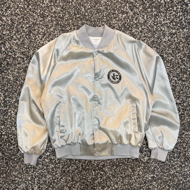 80s USS 미 해군 순양함 세일럼 새틴 봄버 자켓 made in US