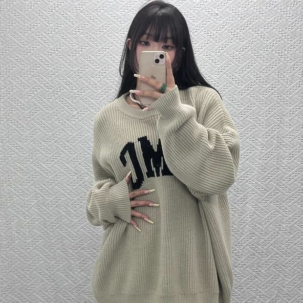 LMC 캐주얼 스트릿 힙합 루즈핏 빅로고 뜨개 니트 2 C09705