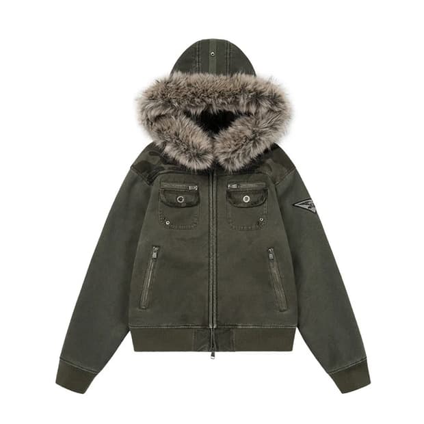 Aakam 아탐 퍼 카모 울프죠 콘트레스트자켓