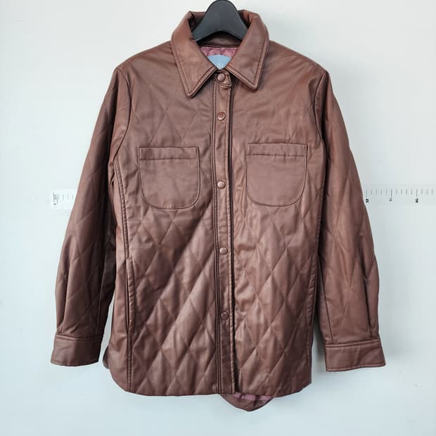 LBL 브라운 퀼팅 레더 셔츠 자켓