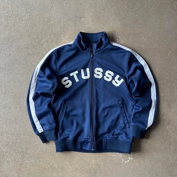 90s 스투시 스펠아웃 트랙 자켓 블루